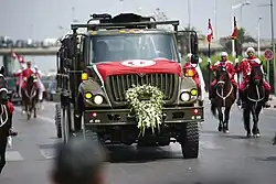 The car transporting Essebsi during his funeral.