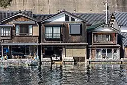 Boats stored in the Funaya.