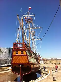 Transom of 1:3 scale replica of a Galleon built in Santiago by the Nao Victoria Museum of Punta Arenas