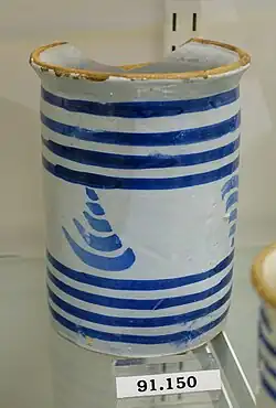 c. 1760, an English tin-glazed earthenware gallipot