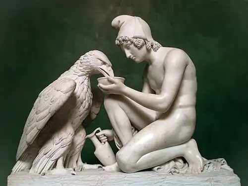 Ganymede and Jupiter; by Bertel Thorvaldsen; 1817; marble; height: 94&nbsp;cm; Thorvaldsen Museum, Copenhagen, Denmark[45]
