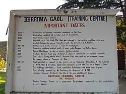 This notice outside the building outlines the jail's historical timeline