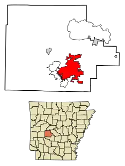 Location of Hot Springs in Garland County, Arkansas