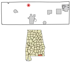 Location of Coffee Springs in Geneva County, Alabama.