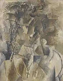 Georges Braque, 1911–12, Girl with a Cross, oil on canvas, 55 × 43&nbsp;cm, Kimbell Art Museum, Fort Worth, Texas