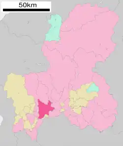 Location of Gifu in Gifu Prefecture