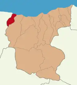 Map showing Piraziz District in Giresun Province