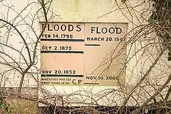 Flood marker at nearby Girton showing the height of the 1795 flood and others