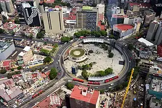 Aerial photograph of a traffic circle