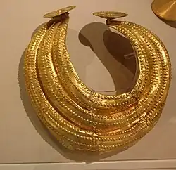 Late Bronze Age gold "gorget", 800-700 BC, found in County Clare. NMI, Dublin