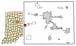 Location of Sims in Grant County, Indiana.