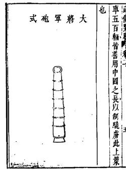 Drawing of a Great General Cannon, from 'Wu Bei Yao Lue (《武備要略》').