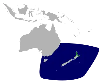 Map showing distribution of grey-faced petrels.