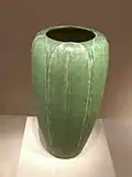 A Grueby Faience vase by Wilhelmina Post, made around 1910