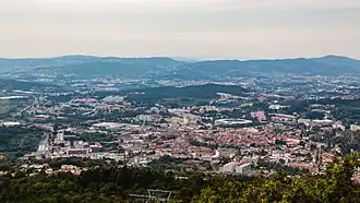 Photograph from the Penha Sanctuary picturing the city of Guimarães as it was in 2013