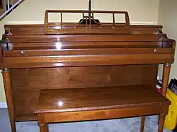 A spinet piano manufactured by Gulbransen