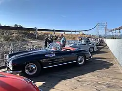 Gullwing group convention 2021 with 300 SL cars near bridge