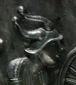 Horned helmet figure on plate C of the Gundestrup cauldron (2nd–1st&nbsp;century&nbsp;BC).