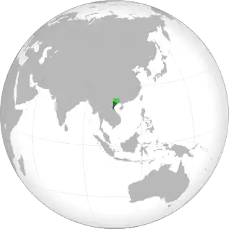 Location of the Hồng Bàng Dynasty. The dark green area represents its core territory, while the light green area marks Nam Cương,[1][2][3] which may have been associated with Văn Lang