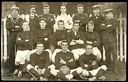 Association football (soccer) team of the Australian Squadron light cruiser HMS Psyche. 1910