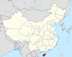 Location of Hainan within China