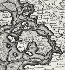 The Halligen area around 1650 on a map by Johannes Mejer