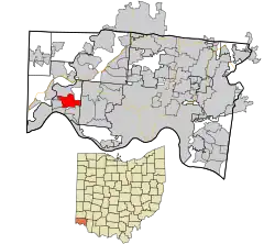 Location in Hamilton County and the state of Ohio