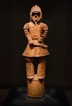 The Warrior in Keiko Armor; 6th century; haniwa (terracotta tomb figurine); height: 130.5&nbsp;cm; Tokyo National Museum (Japan)