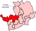 A medium-to-large-sized constituency, stretching from the west to the central areas of the county.