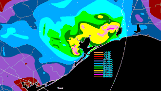 The same map focused on the area that got the most rainfall
