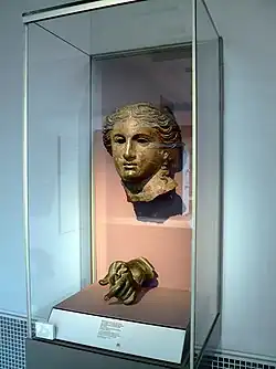 Room 22 – Bronze head and hand of an ancient Hellenistic statue discovered in Satala, Turkey, 200–100 BC