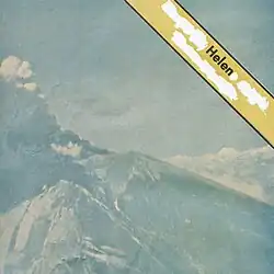 A pale painting of mountaintops