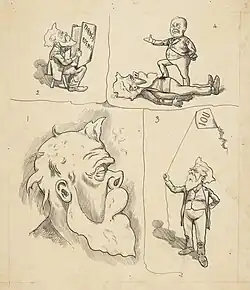 Cartoon drawings of Henry Parkes (about 1891).