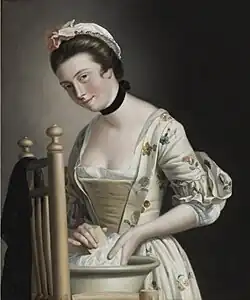 Henry Robert Morland, Lady's Maid Soaping Linen, Private Collection
