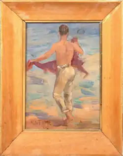 Sketch by Henry Scott Tuke for his painting Gleaming waters, showing Charlie Mitchell (1885–1957)