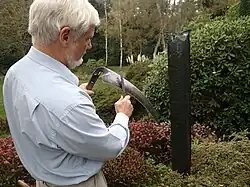Taking the burr off the outside of the blade by honing on the outside