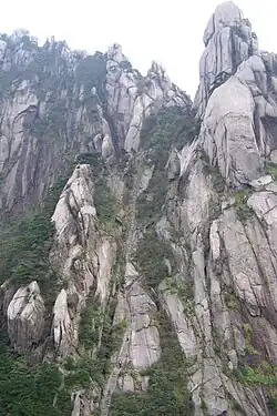 Carved steps to Tiandu Peak
