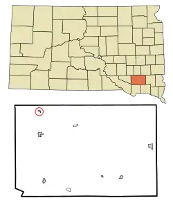Location in Hutchinson County and the state of South Dakota