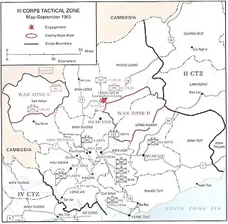 A map showing key locations during the fighting.
