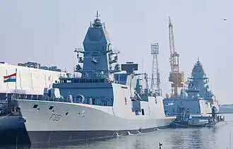 INS Nilgiri during commissioning ceremony