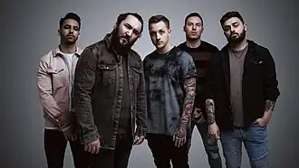 I Prevail in 2022. From left to right: Gabe Helguera, Eric Vanlerberghe, Brian Burkheiser, Steve Menoian and Dylan Bowman
