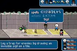 A battle in the Garden levels of Ikenfell, with the player party attacking a group of enemies.
