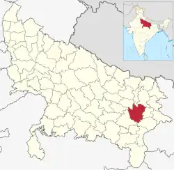 Location of Azamgarh district in Uttar Pradesh