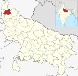 Location of Muzaffarnagar district in Uttar Pradesh