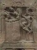 2A: Sibi Jataka, Viswakarma returns to Heaven after witnessing the deeds of King Sibi, saying King Sibi will soon become a Buddha.