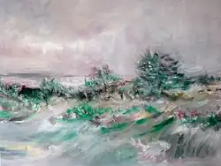 Ingo Kühl Haus am Watt, 2015, Oil on canvas 150&nbsp;cm ×&nbsp;200&nbsp;cm (59&nbsp;in ×&nbsp;78+3⁄4&nbsp;in)