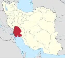 Location of Khuzestan province in&nbsp;Iran