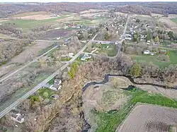 Wis-58 and the Little Baraboo River run through town