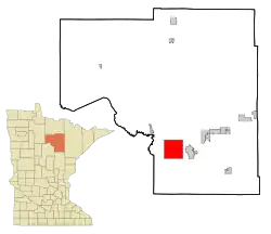 Location of the city of Cohasset within Itasca County, Minnesota
