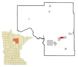 Location of the city of Taconite within Itasca County, Minnesota